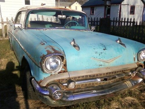 1957 chevy bel air hardtop turquoise original matching #'s engine no reserve!