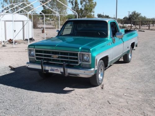 1977 chevrolet scottsdale longbed pickup  lime green w/silver trim very clean
