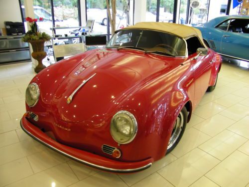 1957 porsche 356 speedster replica red tan 4 speed vw radio reproduction rare