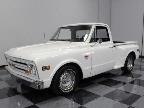 Fresh 350 crate, lowered white stepside, awesome resto, ps, pb, must-see truck!