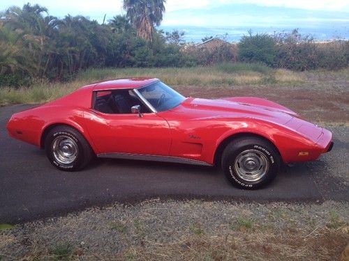 1975 corvette  red stingray t-tops