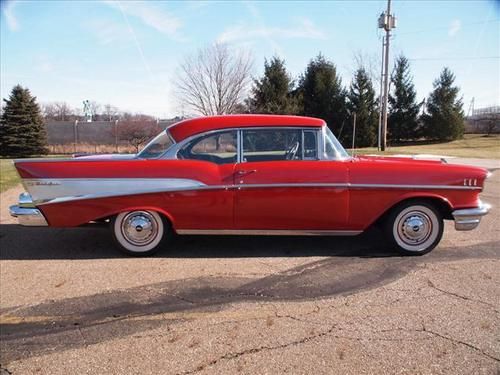 1957 chevrolet bel air - matador red w/283ci v8 with power steering