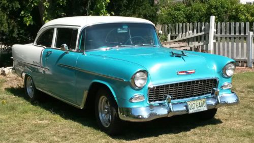 Awesome classic 1955 chevy bel air 210 turquoise and white