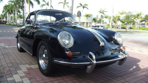 1963 porsche 356 b coupe. black with black leather interior. matching number.
