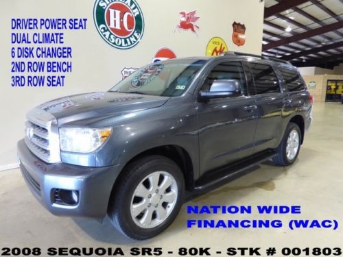 08 sequoia sr5 4x2,v8,leather,6 disk cd,3rd row seats,20in whls,80k,we finance!!