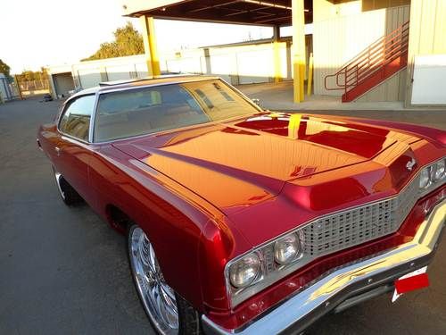 1973 chevrolet impala candy apple red paint new peanut butter interior 26in rims