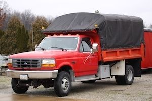 1997 ford f350xl 4x4 ton truck with dump bed and snow plow equipment low mileage