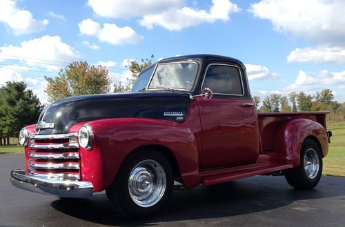 1951 chevy 3100 series short bed pk! maroon &amp; charcoal ext. 6 cyl, manual!