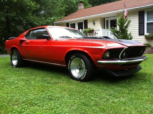 1969 ford mustang mach 1, fastback, 351 auto, solid project, red, spoilers, 1967