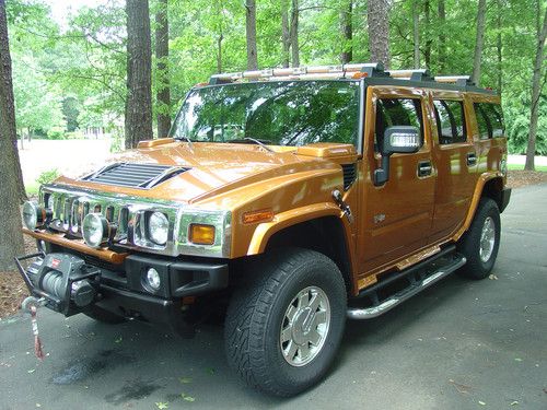 Hummer h2 special edition fusion orange winch, leather,dvd, navigation,lights,