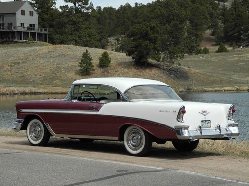 1956 chevrolet 2 dr. bel air hardtop, numbers match car! rare dusk plum &amp; ivory