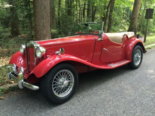 1953 mg td red over tan 4-speed manual wire chrome knock offs leather
