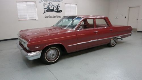 1963 chevrolet &#034;bel air&#034; 4 dr.sedan  restoration in beautiful, fresh &#034;ember red&#034;