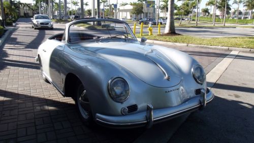 1958 porsche 356 a cabriolet. silver with red. same owner since 1975. superb car