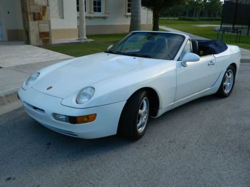 1992 porsche 968 cabriolet - white with blue interior and top - 6 spd manual