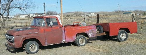 1957 ford f-100 short box pickup truck with matching shortbox pickup box trailer