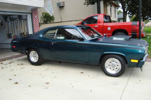 1973 plymouth duster with 1962 413 max wedge,emerald green pearl paint