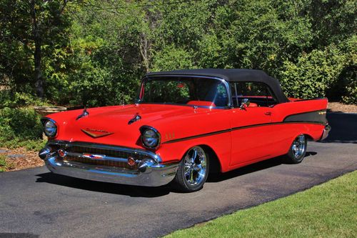 1957 chevrolet bel air viper red convertible with black top