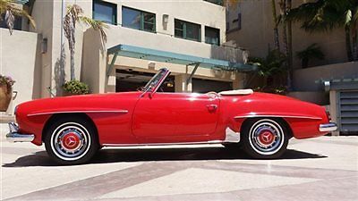 1960 mercedes benz 190 sl roadster red soft &amp; hard top excellent in &amp; out
