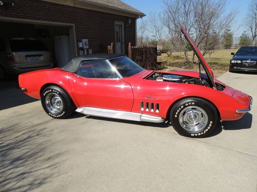1969 corvette convertible red on black with matching number 350 4-speed