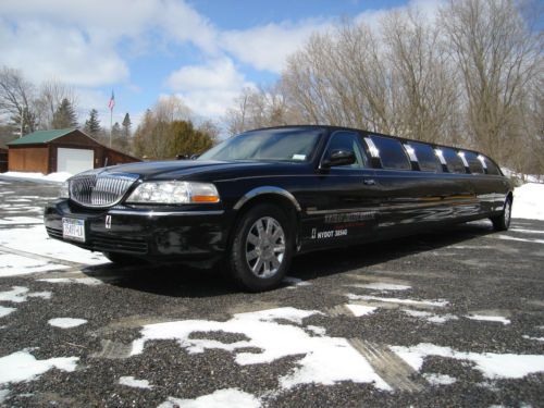 2003 03 lincoln town car limo limousine 180&#034; 14 pass black 3rd door loaded
