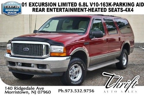 01 excursion limited 6.8l v10-163k-rear entertainment-heated seats-parking aid