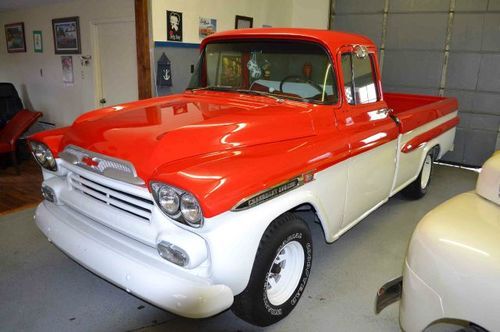 1959 chevrolet apache 32. one of the finest, ground up restored! red and white