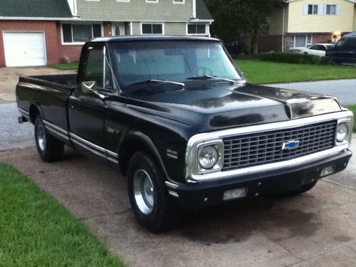 1972 chevy c10 black project pickup truck v8 350 turbo 350 at 8ft bed