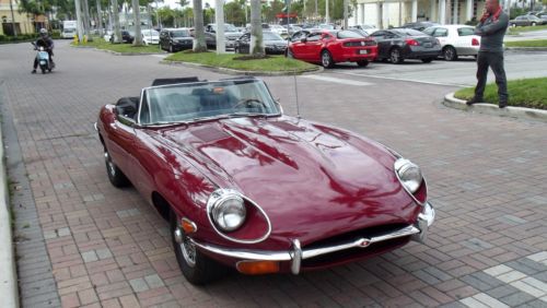 1970 jaguar xke sii, burgundy with black leather interior. only 54,500 miles.