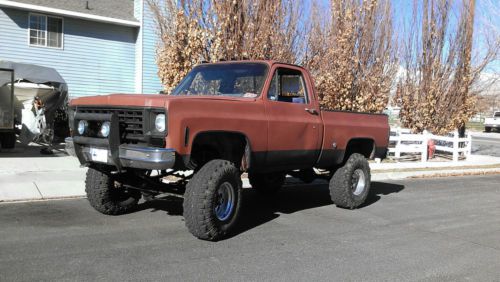1976 chevrolet gmc lifted brown blue truck