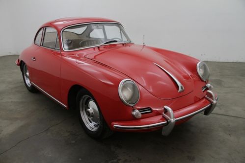 1962 porsche 356b 1600s sunroof coupe, red, very clean, black plate cali car