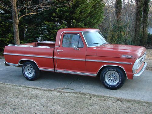 1967 f-100 custom cab red short bed f100 rust free body with extras