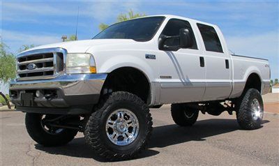 **no reserve** 2002 ford f250 lifted 7.3l diesel crew 4x4 short bed 1 az owner!!