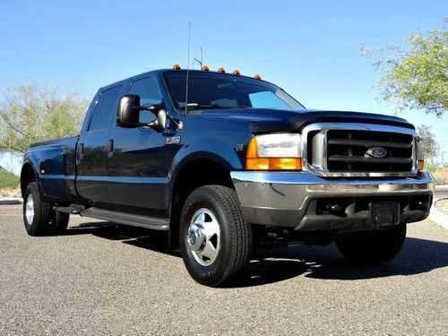 **no reserve** green 99 f350 crew cab 4x4 drw lariat one owner only 83k miles !!