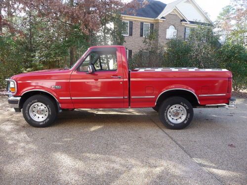 1994 f150 xlt 4x2 short 6&#039; ft bed 100k rare 5 spd red red red