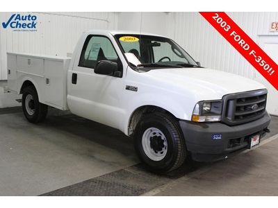 Used 03 ford f350 reg cab stahl utility box v8 automatic work truck low miles
