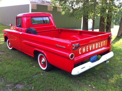 1959 chev 1/2 ton pickup, apache, fleetside, bright red