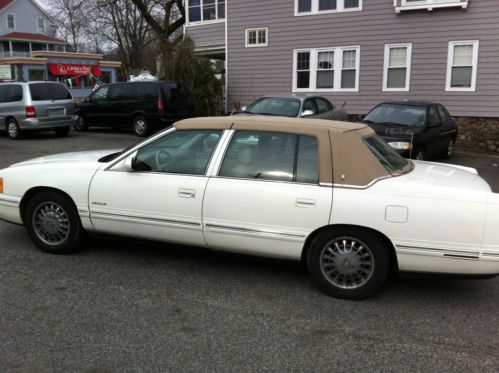 1998 cadillac deville very low 44k miles white with tan roadster roof &amp; leather