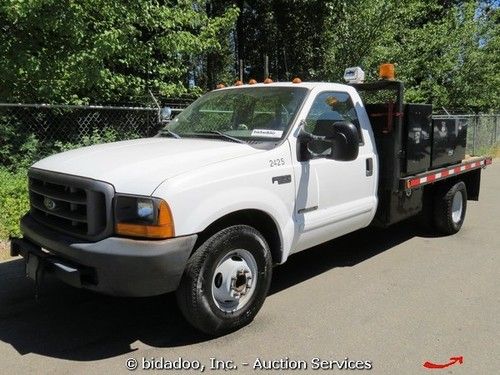 Ford f-350 11' flatbed pickup truck 7.3l turbo diesel 4-spd auto pro-tech boxes