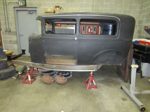 1930-31 ford model a tudor sedan project;custom frame; olds 425 engine and trans