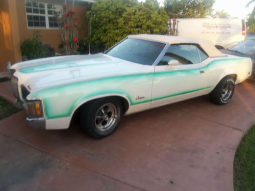 1972 mercury cougar convertible base 5.8l white with green stripes - sweet