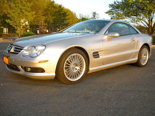 2004 mercedes benz sl55 amg pano roof silver on red never smoked in clean in/out