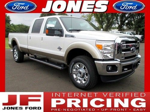 New 2014 ford super duty f-350 4wd crew cab lariat diesel msrp $61780 white plat