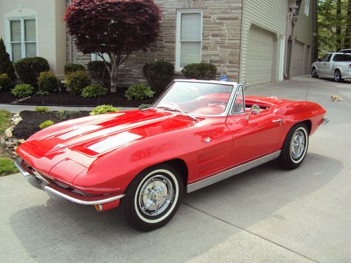 1963 corvette 48k mile red/red 4-speed 2-top convertible ncrs judged
