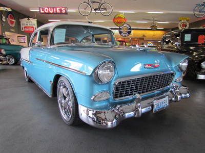 1955 chevrolet bel air turquoise on white 18's front 20's rear