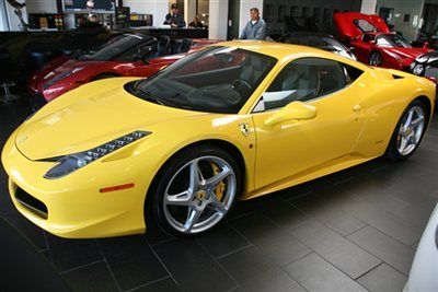 Fly yellow 458 coupe with black leather and suede interior