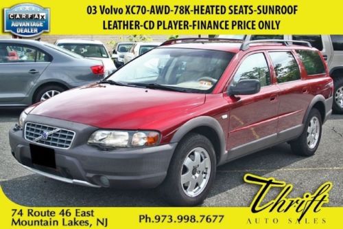 03 volvo xc70-awd-78k-heated seats-sunroof-leather-cd player-finance price only