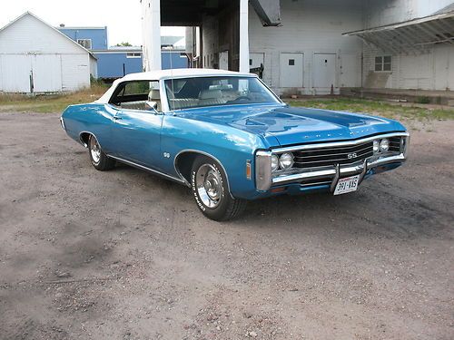 1969 chevrolet impala convertible, v8, auto, buckets and console, lemans blue