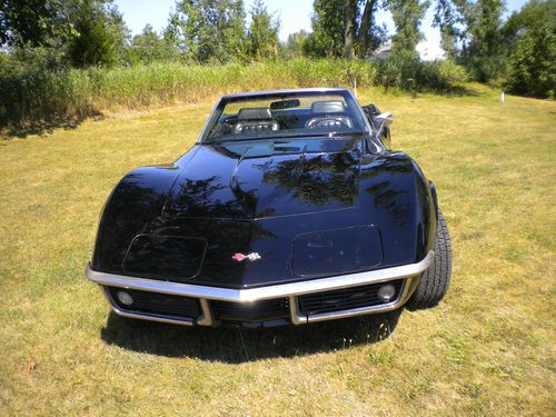 1968 chevrolet corvette convertible 2-door black leather 4 speed soft &amp; hard top