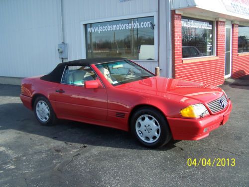 1991 mercedes 500sl roadster  red  new soft top